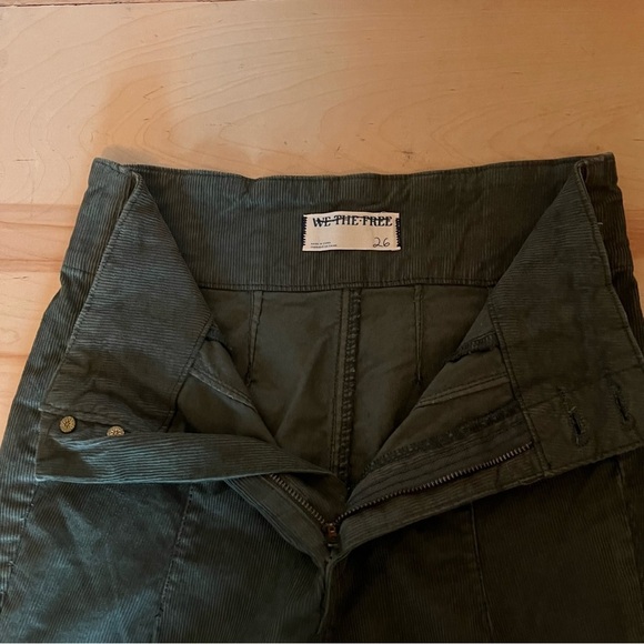 We The Free Boho Corduroy Pants High Rise Flare Button Size 26 Olive Green - Picture 11 of 12